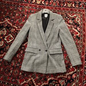 NWOT GAP Oversized Black & White Houndstooth Double Breasted Blazer - Size 2